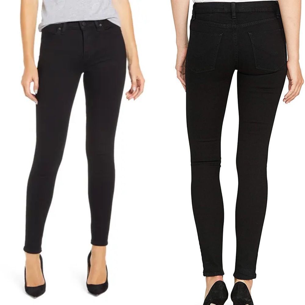 Hudson Denim Jean 23 XXS Black Nico Mid Rise Super Skinny Supermodel Stretch NWT